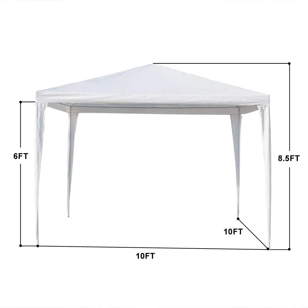 10 ft. x 10 ft. White Canopy Tent Heavy-Duty Wedding Party Tent Canopy with 3 Removable Side Walls