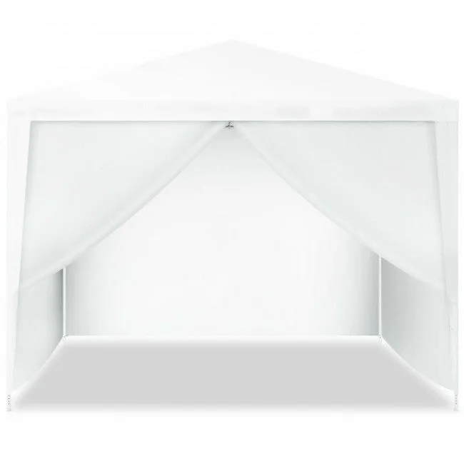 10 ft. x 10 ft. White Canopy Tent Heavy-Duty Wedding Party Tent Canopy with 4 Removable Side Walls