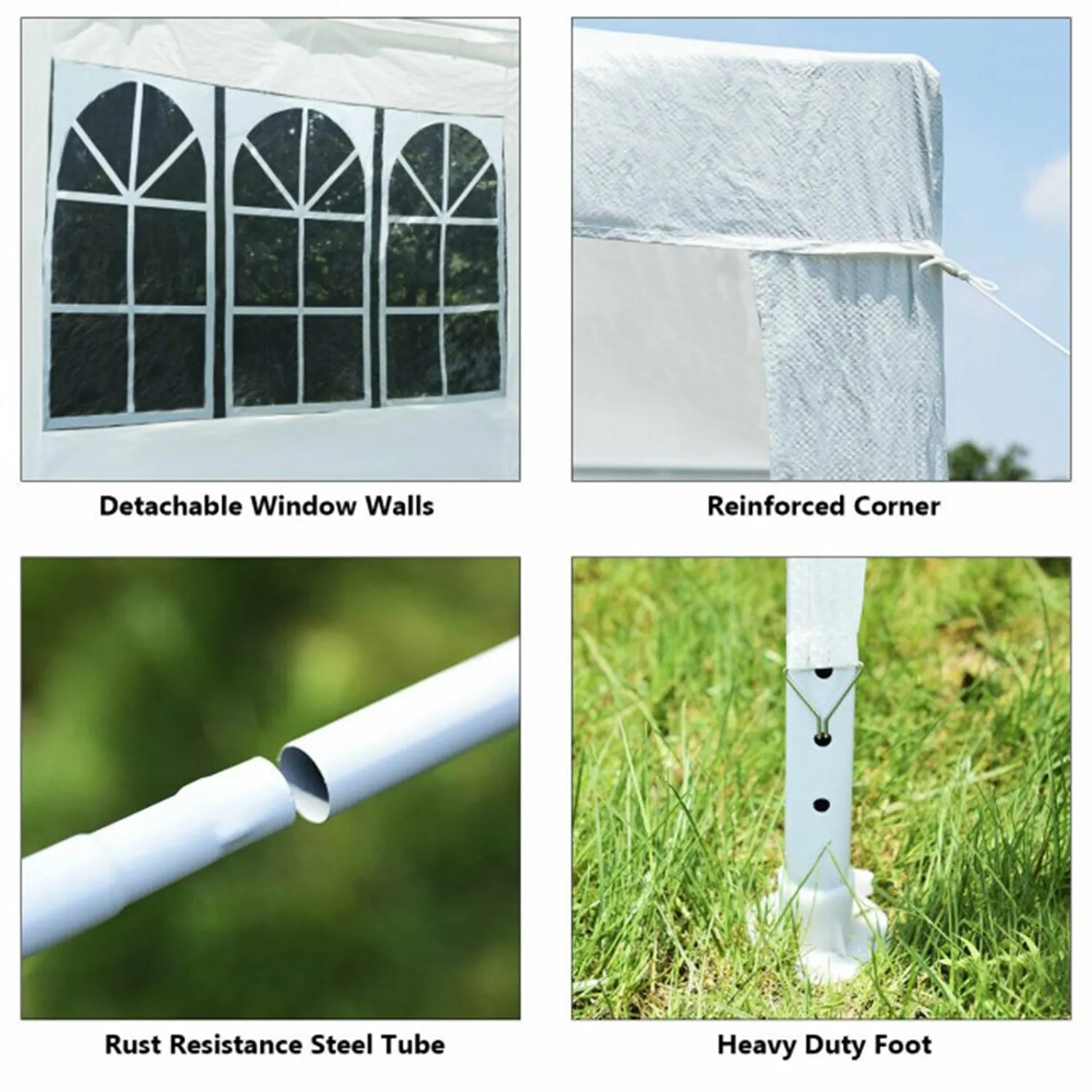 10 ft. x 10 ft. White Canopy Tent Heavy-Duty Wedding Party Tent Canopy with 4 Removable Side Walls