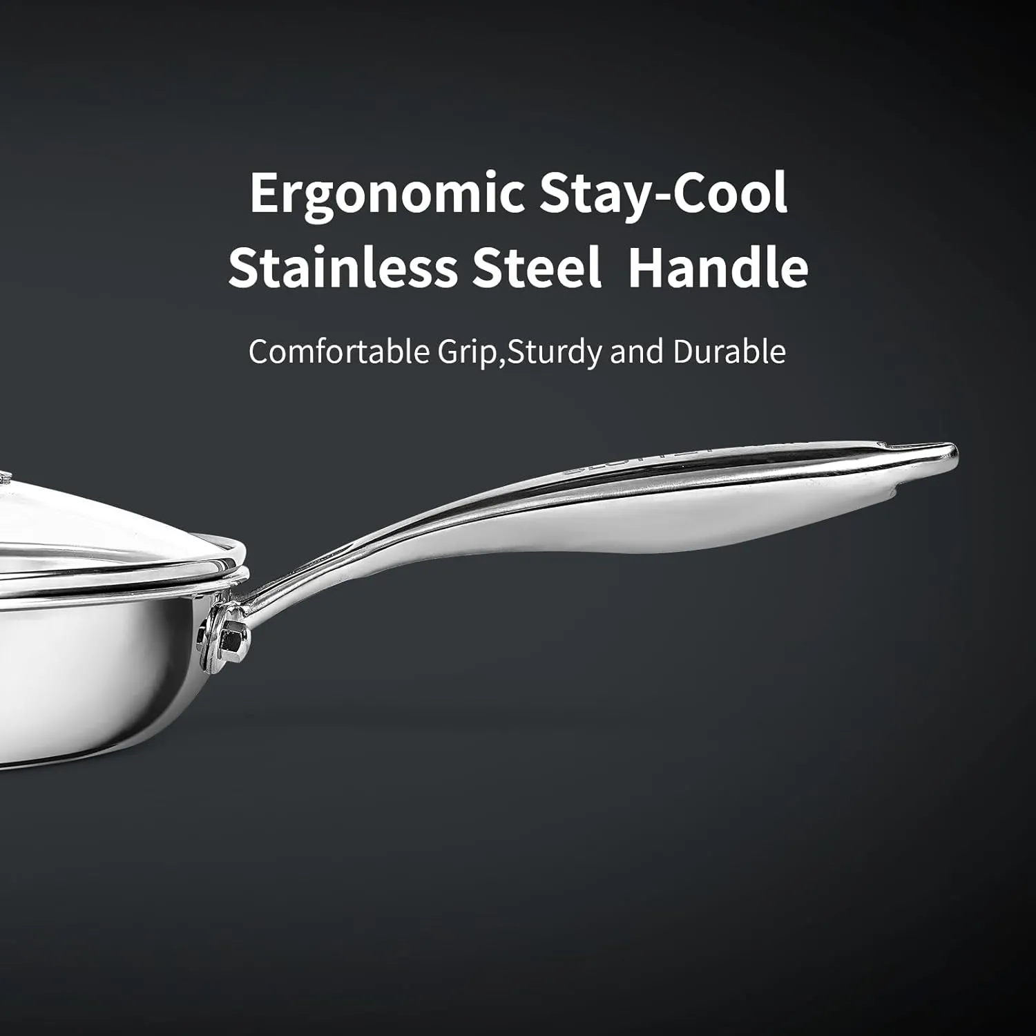 10 Inch Tri-Ply Stainless Steel Frying Pan,Whole-Clad No Coatings Skillet with Stay-cool Handle for Cooking,Dishwasher and Oven Safe,Induction Pans