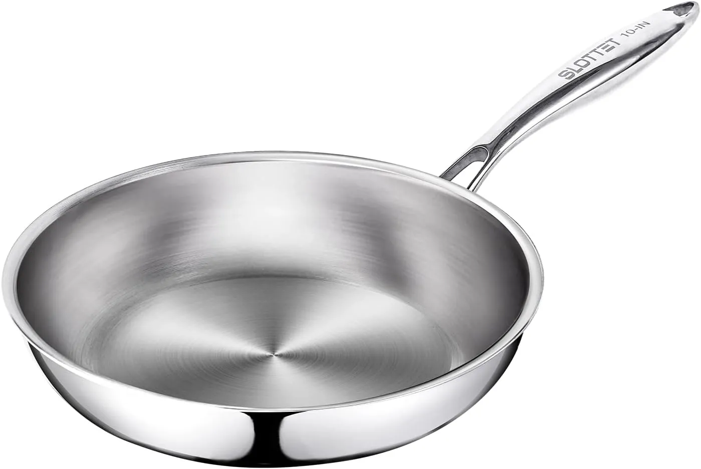 10 Inch Tri-Ply Stainless Steel Frying Pan,Whole-Clad No Coatings Skillet with Stay-cool Handle for Cooking,Dishwasher and Oven Safe,Induction Pans