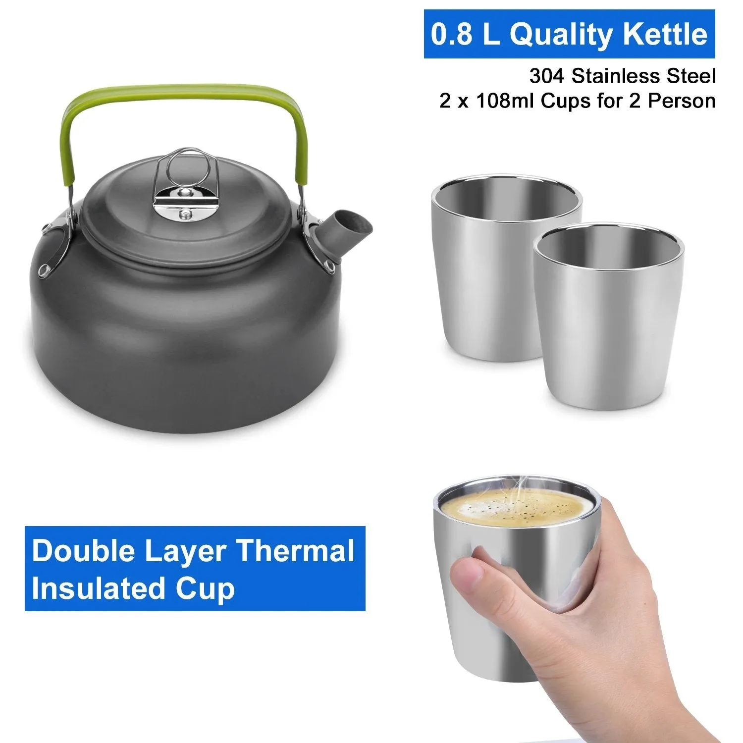 10-Pieces: ODOLAND Camping Cookware Mess Kit