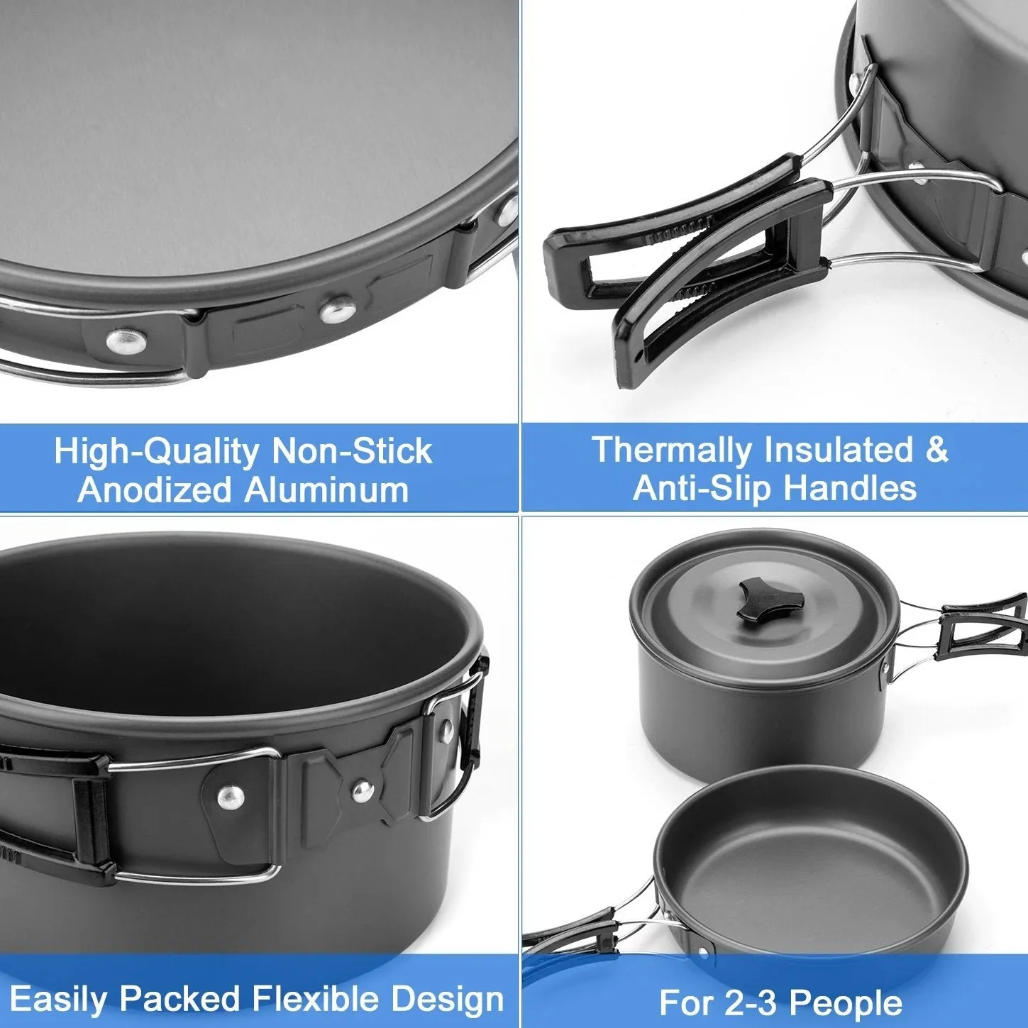 10-Pieces: ODOLAND Camping Cookware Mess Kit