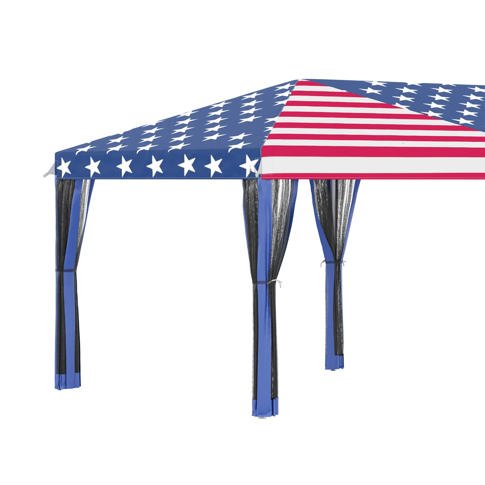10' x 20' Heavy Duty Instant Canopy Tent with Netting & American Flag for Outdoor, Garden, Patio