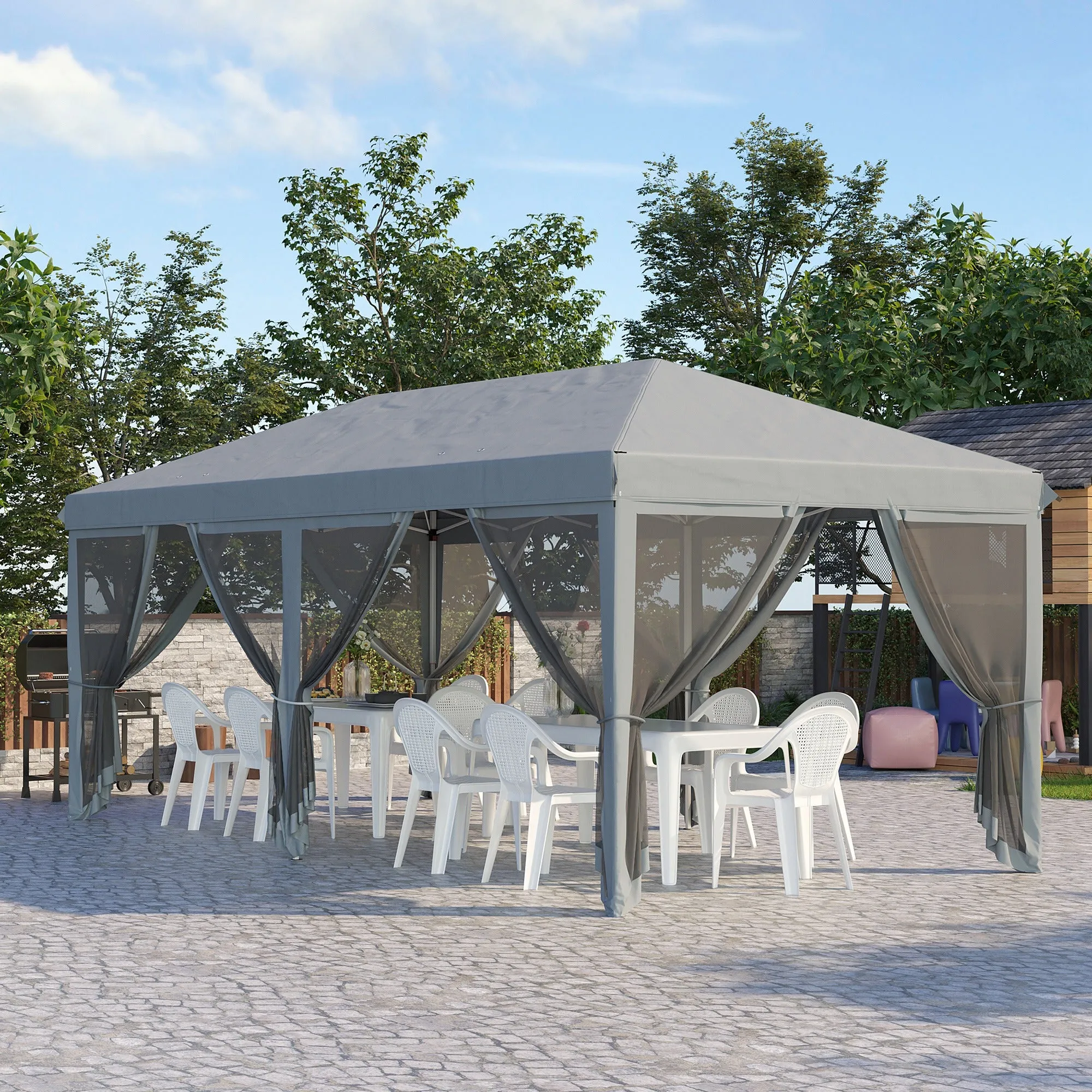 10' x 20' Pop Up Canopy Tent, Netting, Heavy Duty, Instant Sun Shelter, Large, Gray