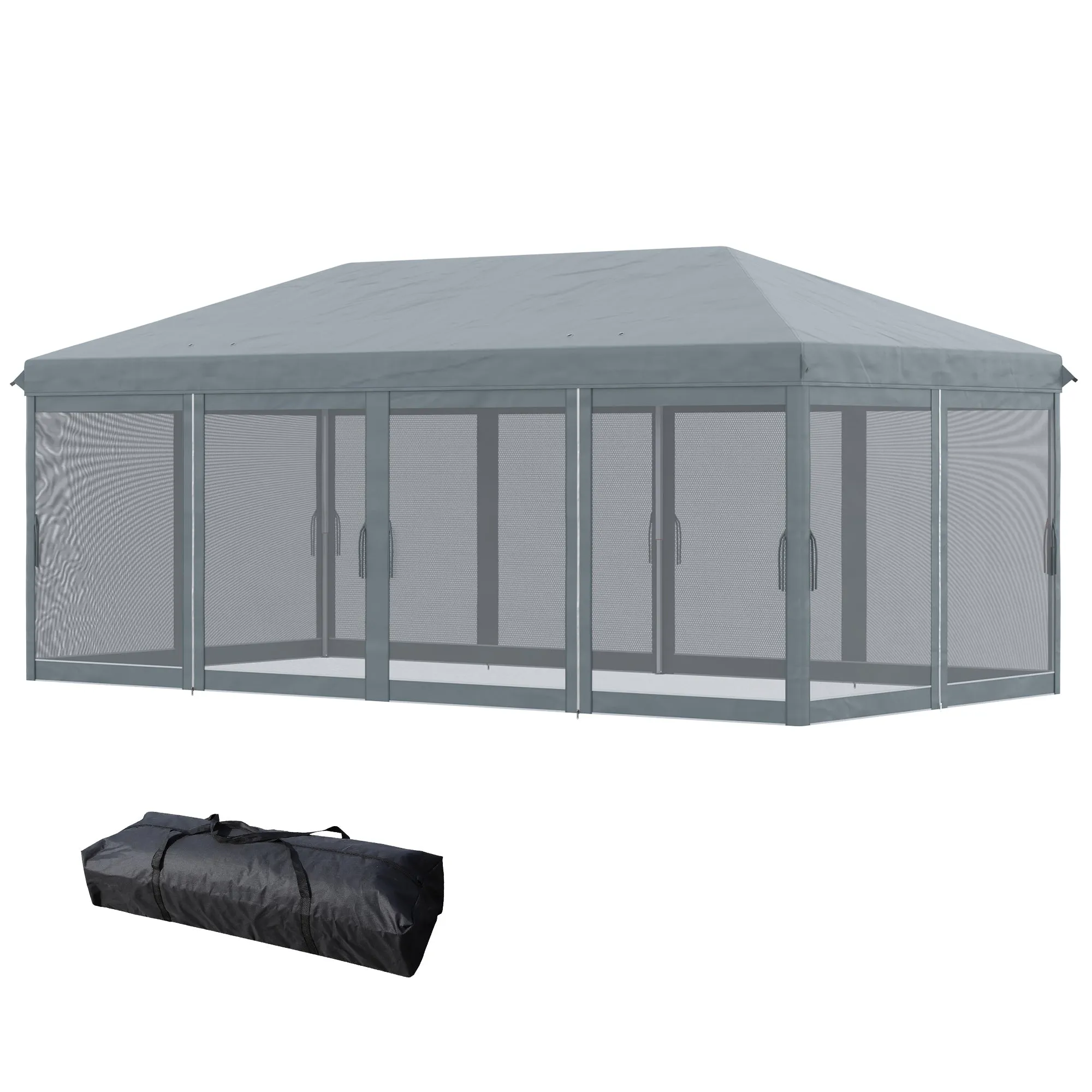 10' x 20' Pop Up Canopy Tent, Netting, Heavy Duty, Instant Sun Shelter, Large, Gray