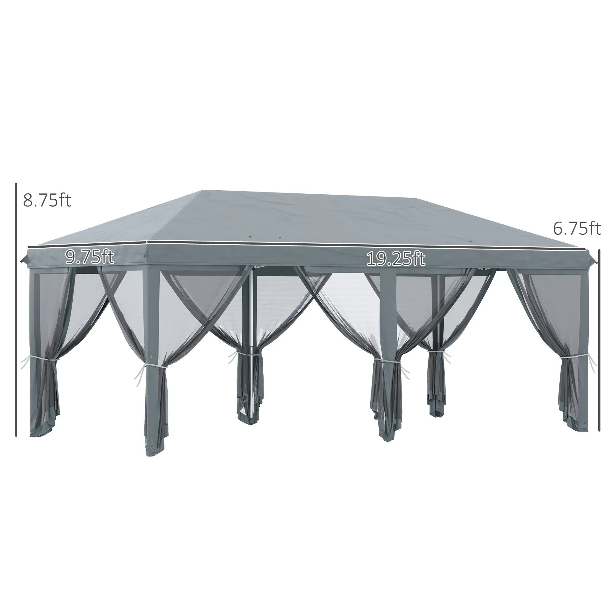 10' x 20' Pop Up Canopy Tent, Netting, Heavy Duty, Instant Sun Shelter, Large, Gray
