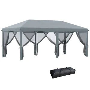 10' x 20' Pop Up Canopy Tent, Netting, Heavy Duty, Instant Sun Shelter, Large, Gray