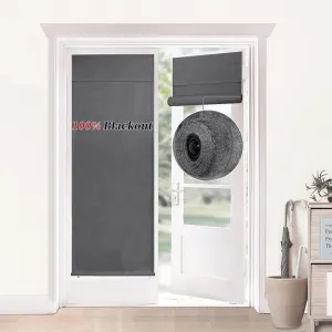 100% Lights Block Door Curtain,UV Blocker,roll-able,Rod Pocket Blind Shade, Easy Installed,Offer Privacy and Darkness for Glass Door Window.(Dark Gray, 26" W x 70" L,Pack of 1)