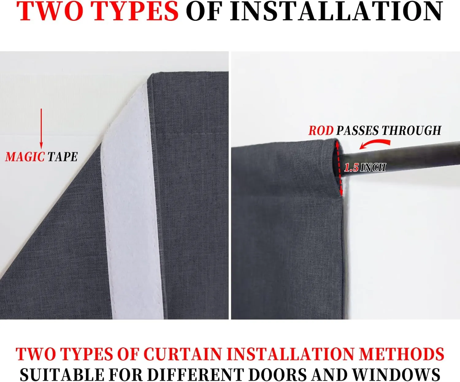 100% Lights Block Door Curtain,UV Blocker,roll-able,Rod Pocket Blind Shade, Easy Installed,Offer Privacy and Darkness for Glass Door Window.(Dark Gray, 26" W x 70" L,Pack of 1)