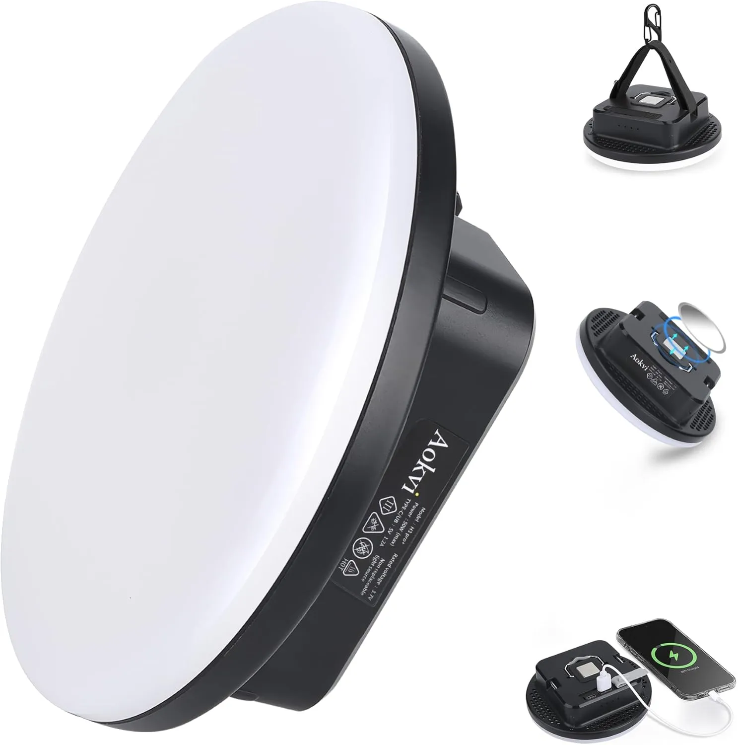 10000 mAh Portable LED Camping Light Rechargeable,3 Light Colors & 1500LM Stepless Dimming Tent Light, IPX65 Waterproof, Magnetic Base for Hurricane Emergencies, Outdoor, Hiking, Home(Standard)