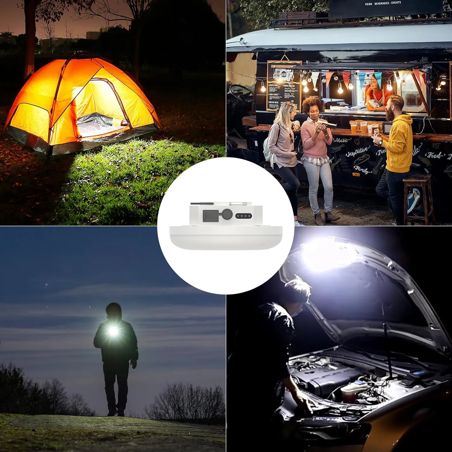 10000mAh Rechargeable Hanging Tent Lighting, Portable 30W 4000LM LED Camping Lantern with Magnet, Power Bank, 4 Lighting Modes, IPX5 Waterproof LED Flashlight for Emergency