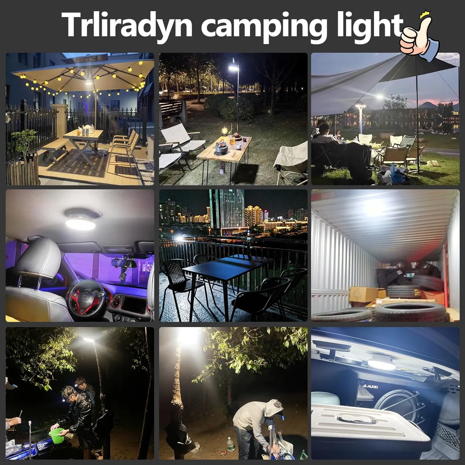 10000mAh Rechargeable Hanging Tent Lighting, Portable 30W 4000LM LED Camping Lantern with Magnet, Power Bank, 4 Lighting Modes, IPX5 Waterproof LED Flashlight for Emergency
