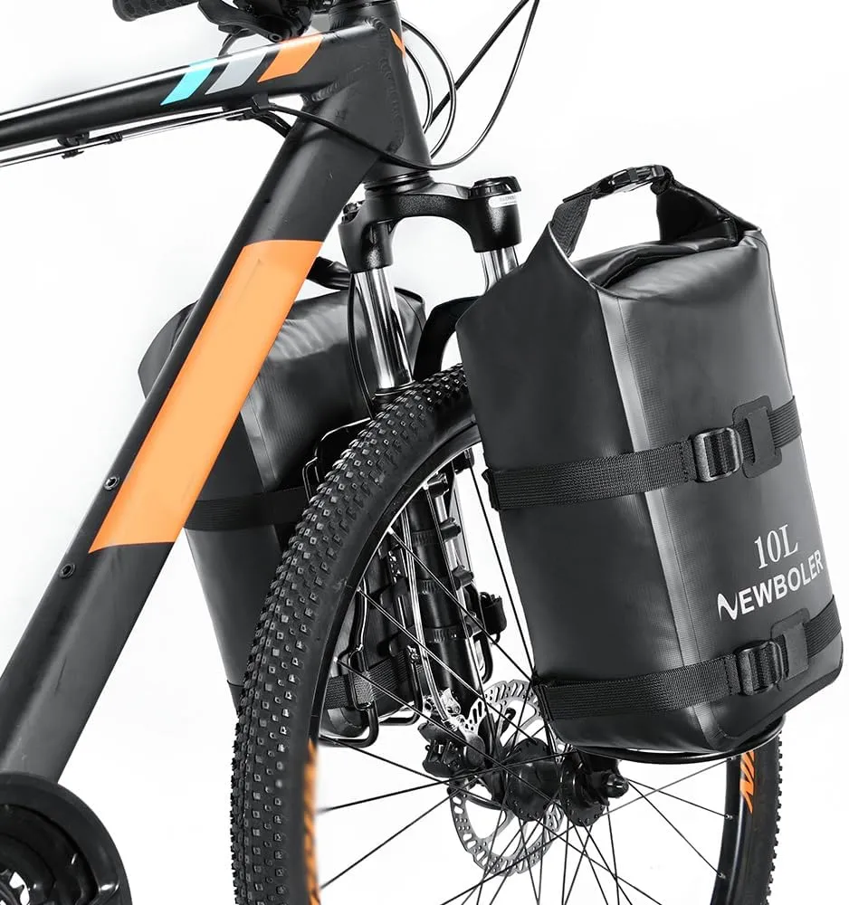 10L Bike Front Fork Bag Waterproof with Front Fork Racks 1Pack/2Packs, Lightweight Dry Bag Bicycle Fork Bags with Roll Opening Design for Mountain Bikes Road Bikes