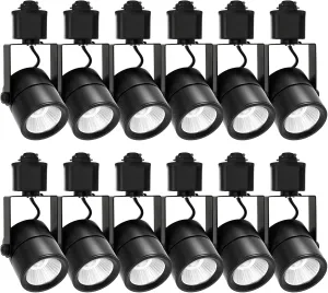 10W H Track Lighting Heads,Dimmable LED Track Light Heads for Accent Retail Artwork,4000K Netural White, Linear Track Light H Type - 120V 60°Angle Halo Type 12Pack (Black)