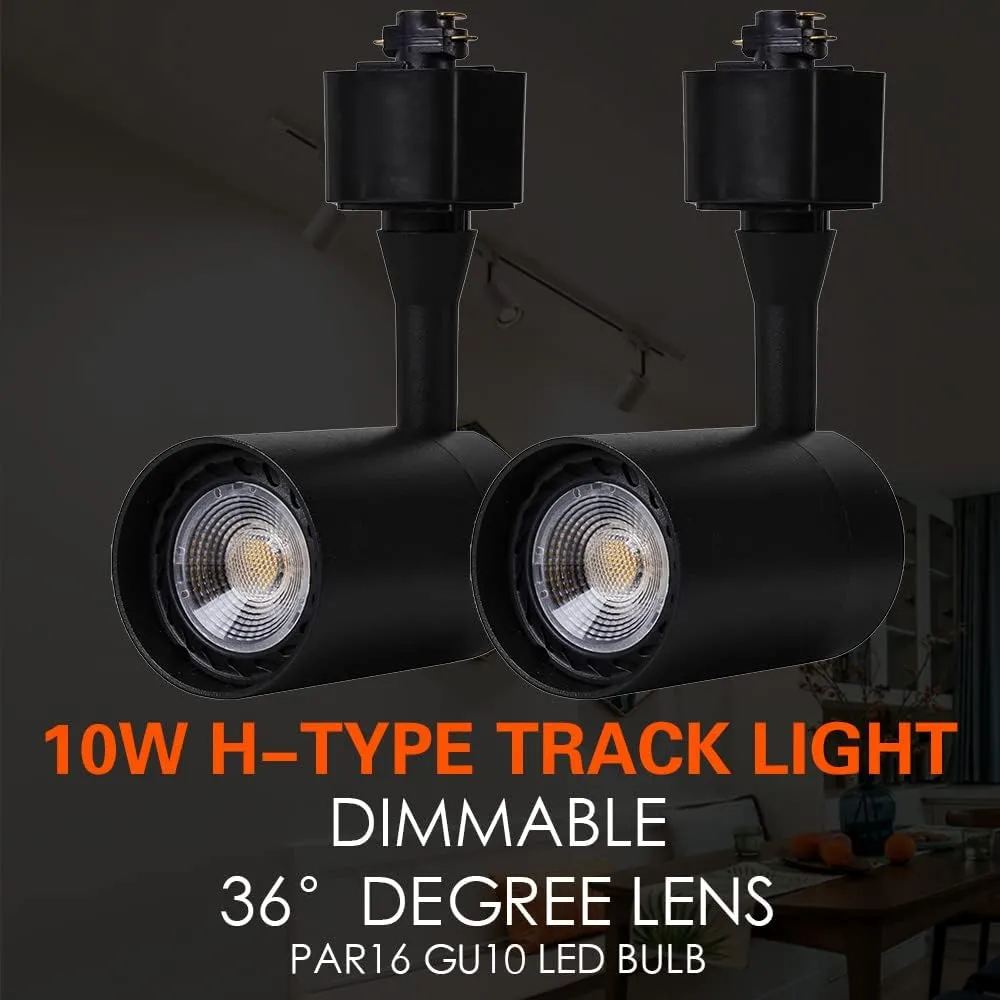 10W Track Lighting Heads,Dimmable H Track Light Heads,Warm White 2700K,Halo Track Light GU10 Bulb for Accent Retail Artwork, Kitchen 120V 36° Angle Halo Type(10 Pack) (2700K(Warm White) Black)