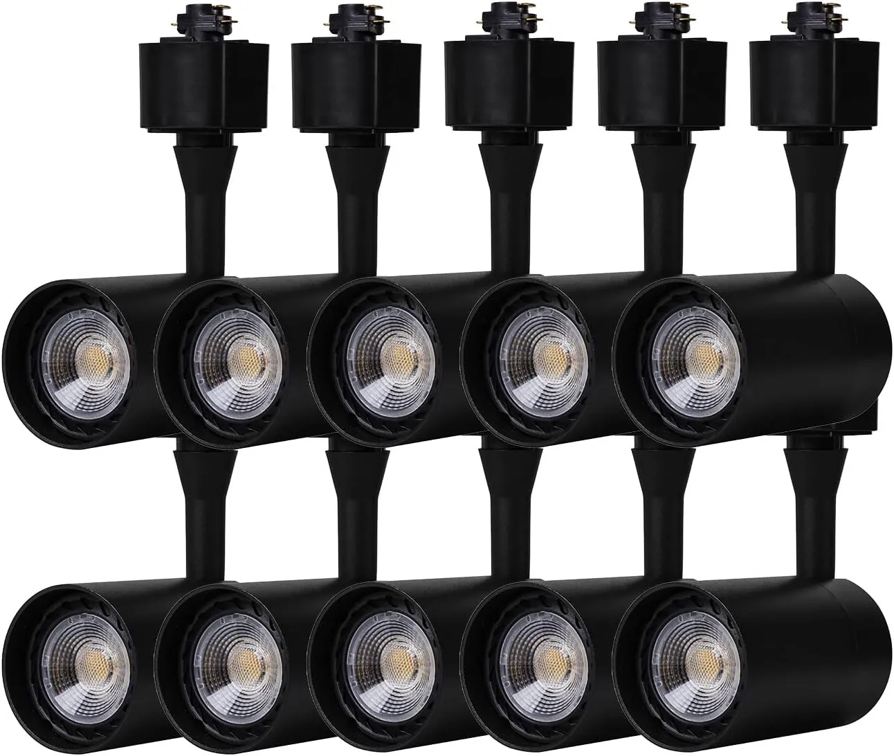 10W Track Lighting Heads,Dimmable H Track Light Heads,Warm White 2700K,Halo Track Light GU10 Bulb for Accent Retail Artwork, Kitchen 120V 36° Angle Halo Type(10 Pack) (2700K(Warm White) Black)