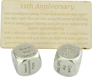11 Year Anniversary Metal Date Night Dice - Create a Unique 11th Anniversary Date Night