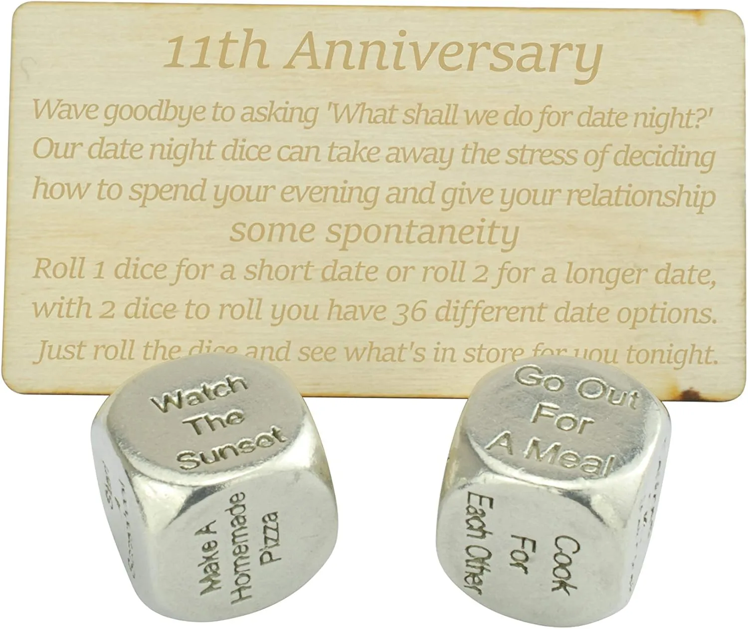 11 Year Anniversary Metal Date Night Dice - Create a Unique 11th Anniversary Date Night