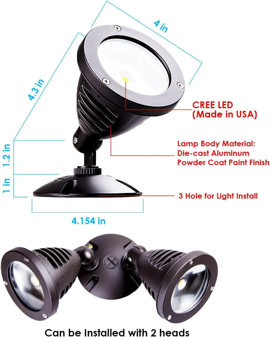 1100LM LED Flood Light, LED Outdoor Security Light, Exterior Flood Lights Fixture with CREE LED Source for Landscape Light, Commercial, Home, Garden, Yard, Waterproof, Brown