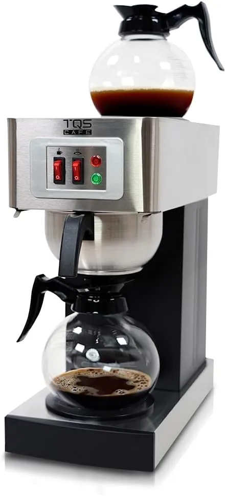 12-Cup Commercial Coffee Maker Stainless Steel - Double Coffee Machine for Office, Restaurant, Industrial Use - High Capacity Office Coffee Maker - TQS Cafe