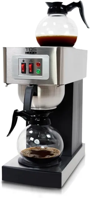 12-Cup Commercial Coffee Maker Stainless Steel - Double Coffee Machine for Office, Restaurant, Industrial Use - High Capacity Office Coffee Maker - TQS Cafe