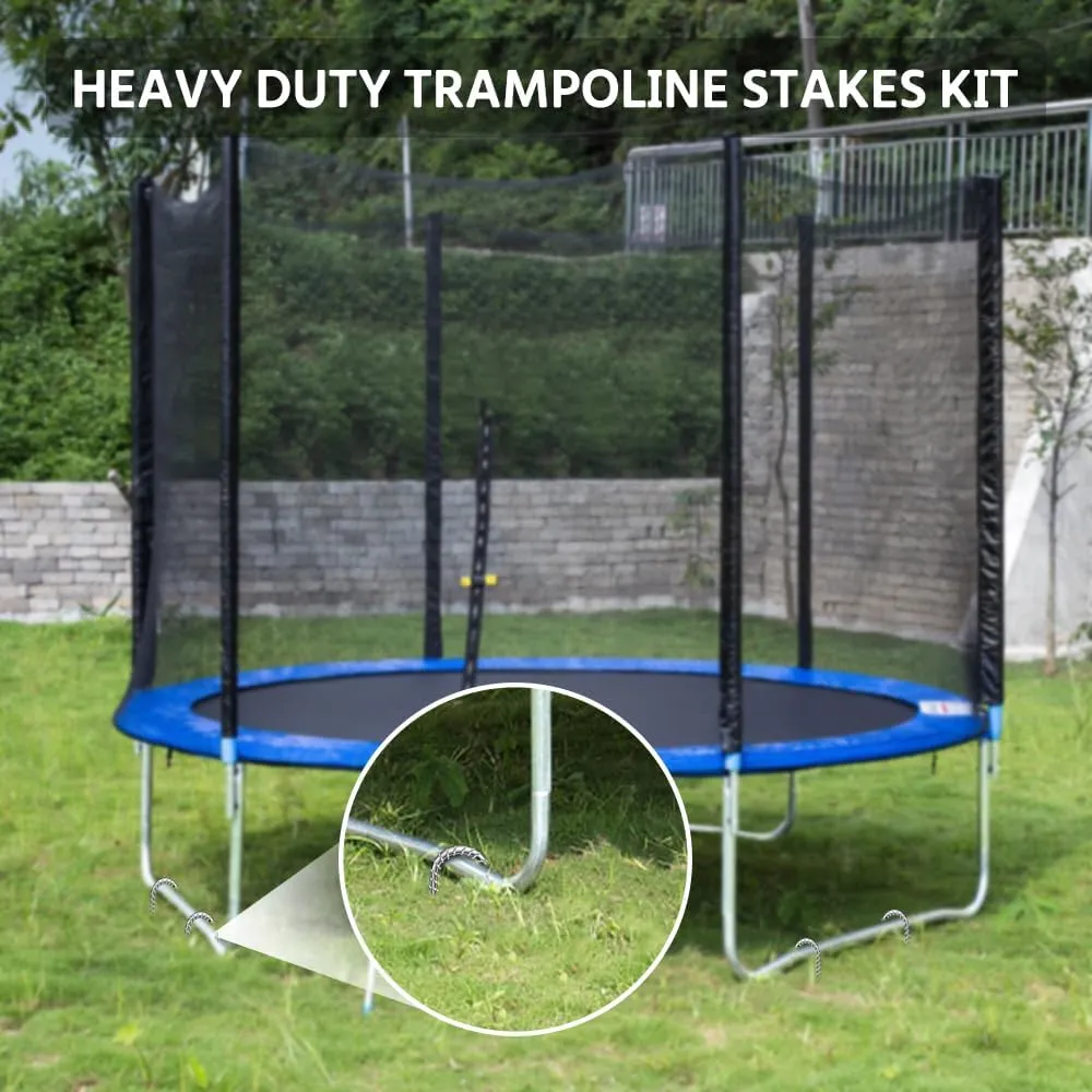 12 Inches Trampoline Stakes Anchors, Swing Set Anchors Heavy Duty U Stakes for Ground Galvanized Steel Rebar Tie Down Anchor Kit