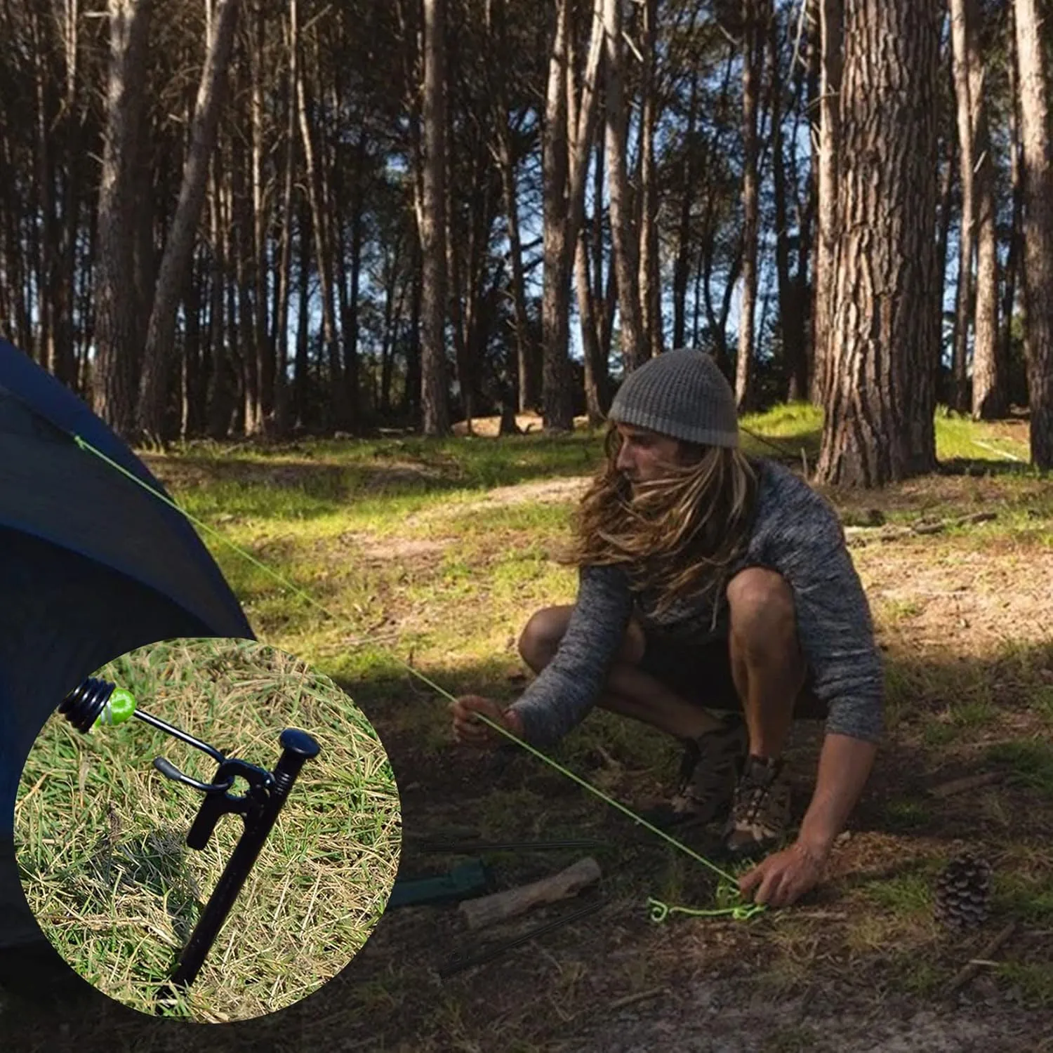 12 Pack Tent Stakes Heavy Duty Metal Tent Pegs for Camping Steel Tent Stakes 12 inch Unbreakable and Inflexible