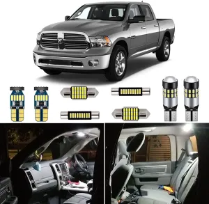 12 Piece White Interior LED Lights Kit for Dodge Ram 2009 2010 2011 2012 2013 2014 2015 2016 2017 2018 Super Bright 6000K Interior LED Light Bulbs Package   Install Tool