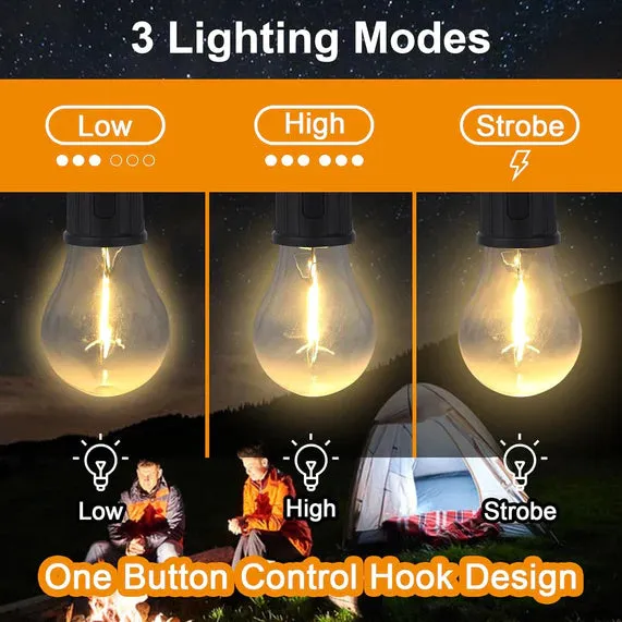 12658 RECHARGEABLE CAMPING LIGHTS FOR TENTS LED CAMPING TENT LANTERN 3 LIGHTING MODES TENT LAMP PORTABLE EMERGENCY CAMPING LIGHTS WITH CLIP HOOK FOR CAMPING HIKING FISHING, BACKPACKING (1 PC)