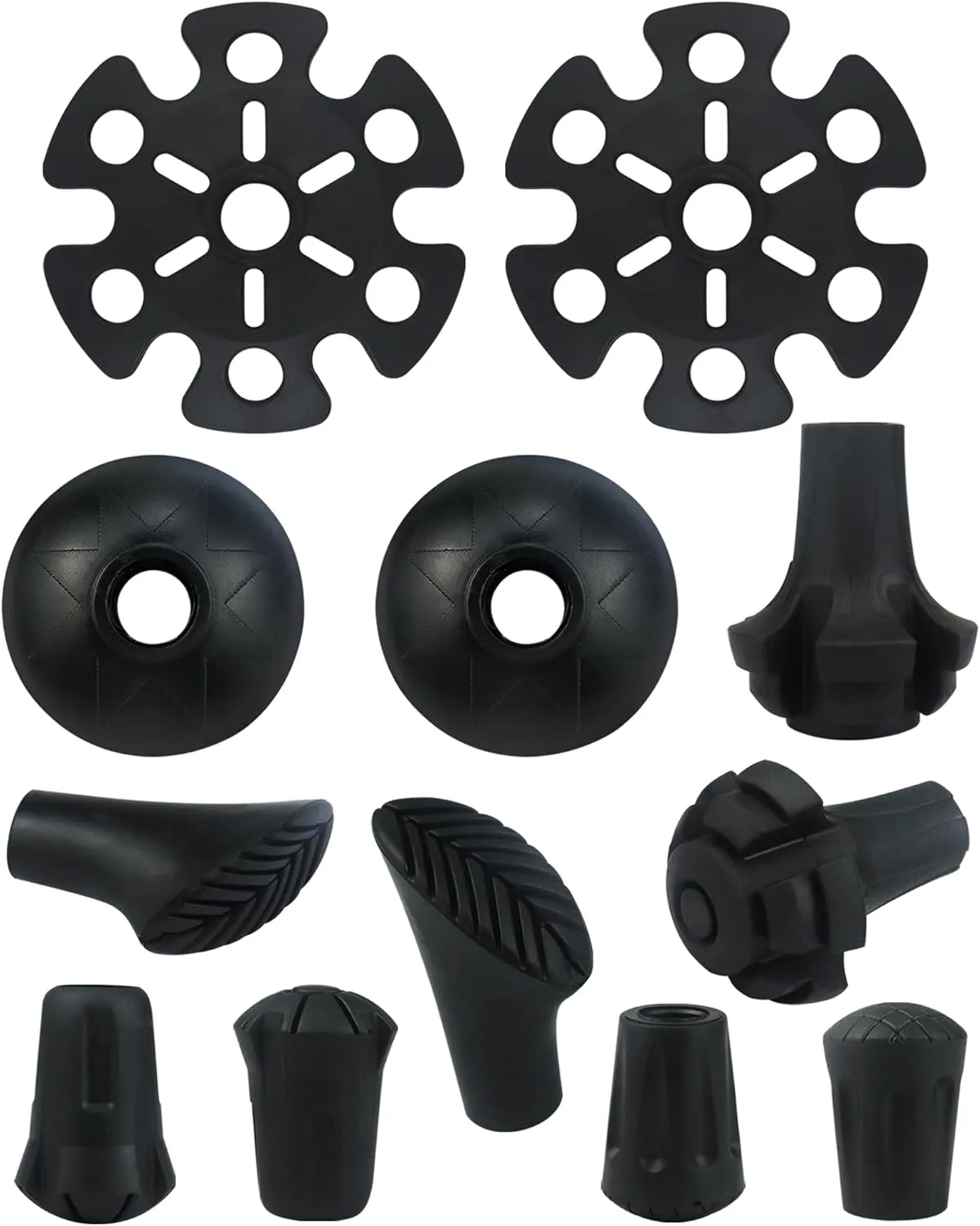 12pcs Premium Rubber Trekking Pole Tips - Universal Anti-Slip End Protectors for Trekking & Hiking Pole
