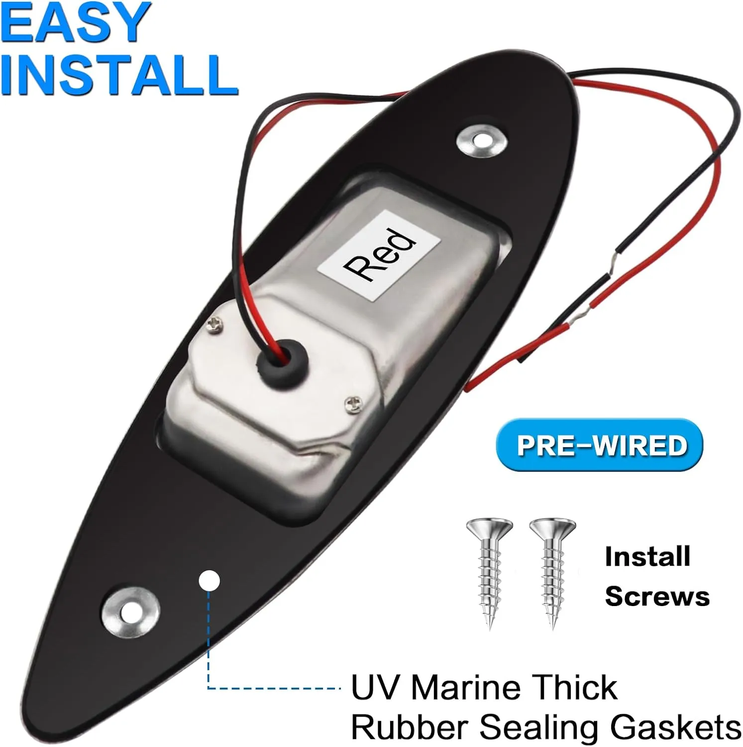 12V LED Navigation Boat Lights Teardrop Type Side Bow Light Waterproof Stainless Steel Shell Marine Boat Yacht Sailing Signal Warning Light visibility 2NM