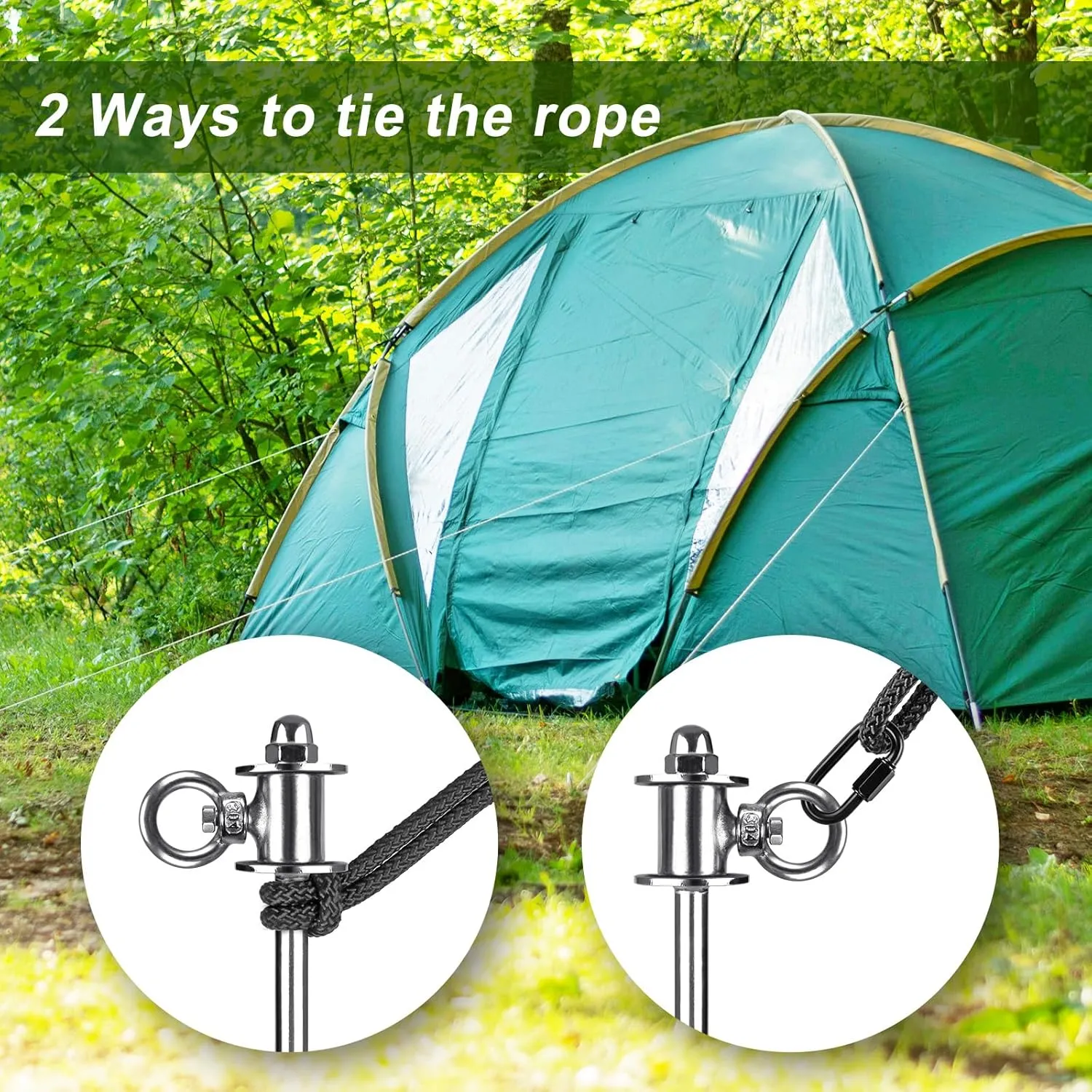 16‘’ Long Heavy Duty Ground Anchors Broad Helix Tent Stakes for Trampoline Camping Swing Set Shed Canopy Securing Animals Bounce House Free Swivel Anchor Design 4 Pcs