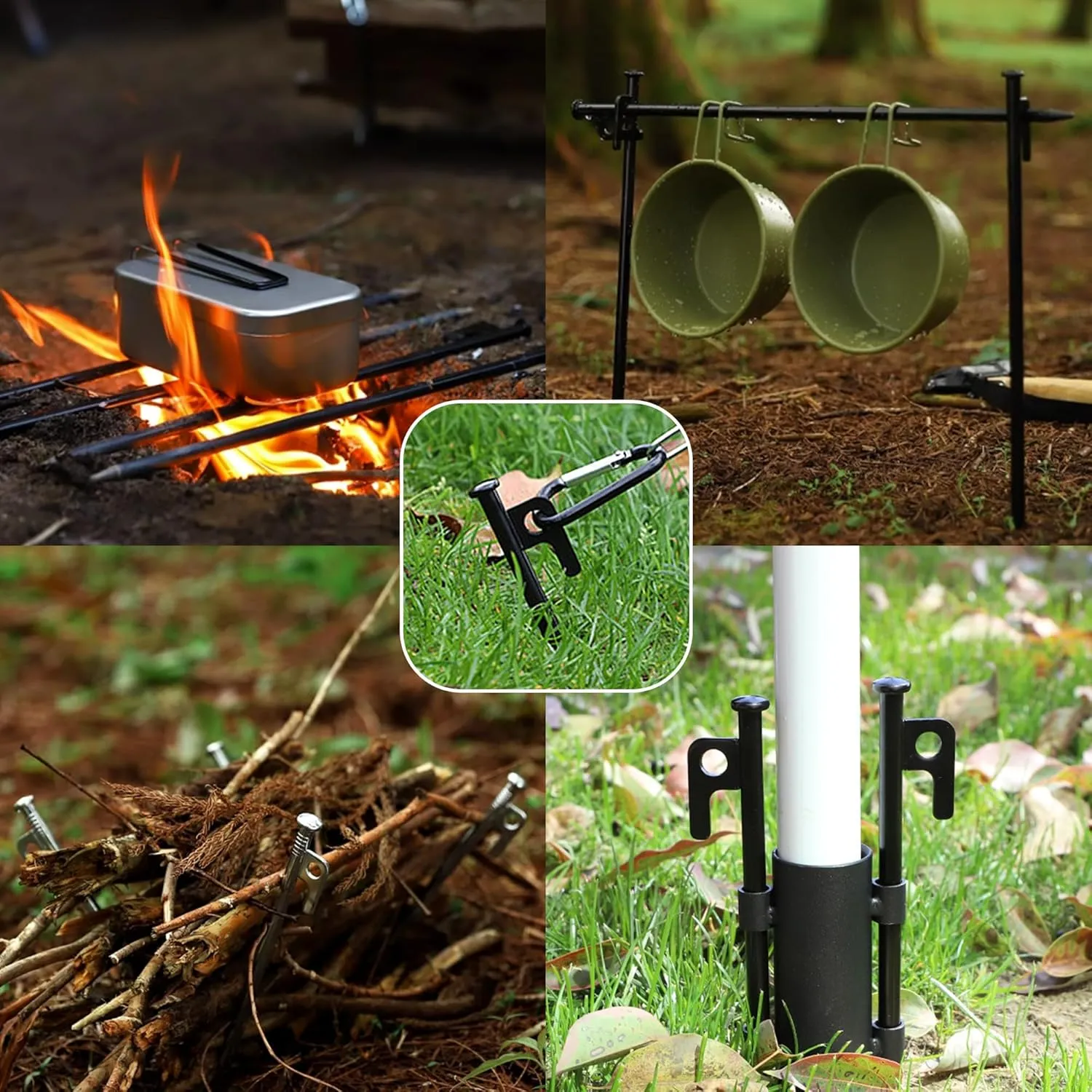 16 Pack Tent Stakes Heavy Duty Metal Tent Pegs for Camping Steel Tent Stakes 8 inch Unbreakable and Inflexible