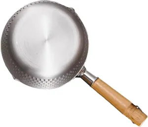 1Pc Stainless Steel Soup Pot with Wooden Handle Practical Noodle and Stockpot for Outdoor Cooking Camping and Picnics Leak Design Space Saving Hanging Ring