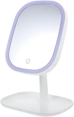 1Set LED Makeup Mirror with LED Light Color Modes Stable Base for Desktop Use High Definition Reflection for Beauty Routine Home and Dorm