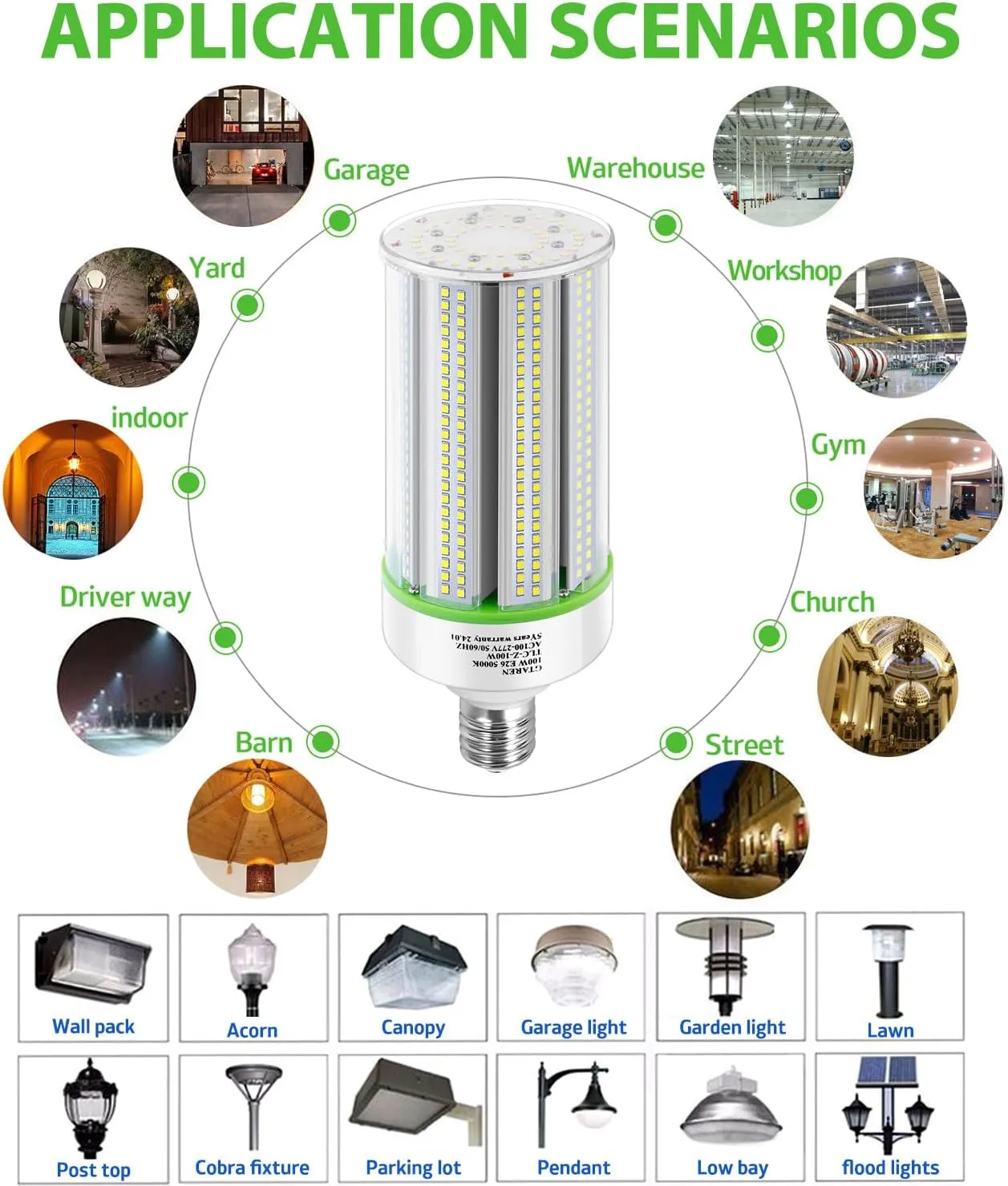 2-Pack 100W LED Corn Bulbs,5000K,AC110-277V,14000lm,E26/E39 Base,LED Replacement Metal Halide HID CFL for Commercial Industrial Lighting Warehouse High Bay Light Fixture Garage Workshop