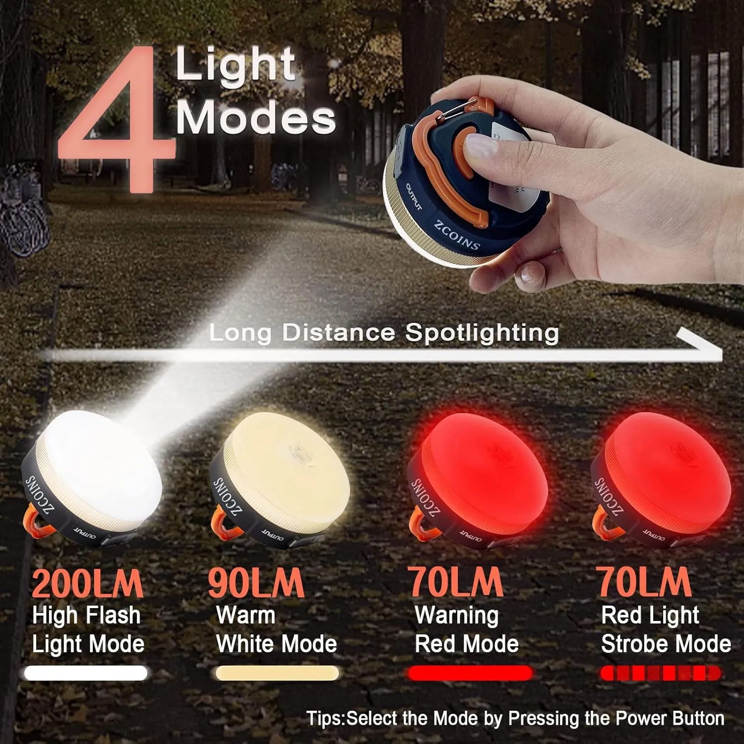 2 Pack Camping Lights Lanterns, USB Rechargeable LED Tent Light with Magnetic Base, 4 Modes with Hook, Portable Waterproof Camping Lamp