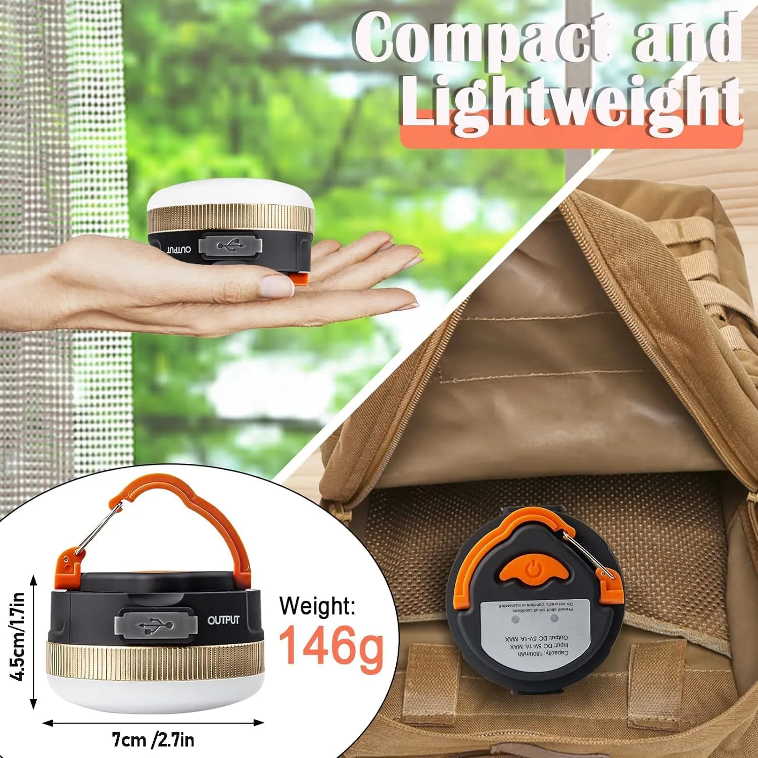 2 Pack Camping Lights Lanterns, USB Rechargeable LED Tent Light with Magnetic Base, 4 Modes with Hook, Portable Waterproof Camping Lamp