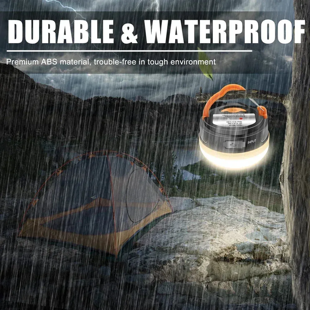 2 Pack Camping Lights Lanterns, USB Rechargeable LED Tent Light with Magnetic Base, 4 Modes with Hook, Portable Waterproof Camping Lamp