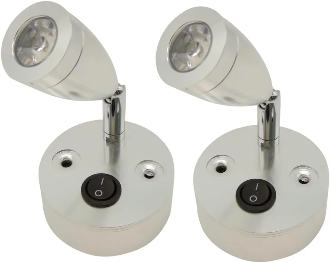 2 Pcs Cabin Reading Light Boat Reading Lights Marine Reading Light 12v LED Marine Reading Light Silver