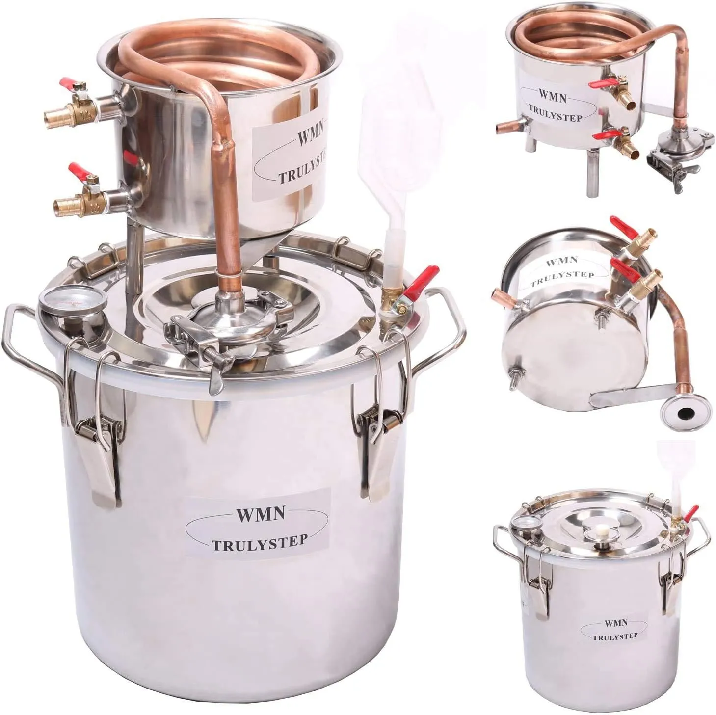 2 Pots Stainless Steel Still 8Gal/30Liters Water Alcohol Distiller Home Brew Kit Wine Making Supplies for DIY Brandy Whisky Vodka Distilled Water, Silver