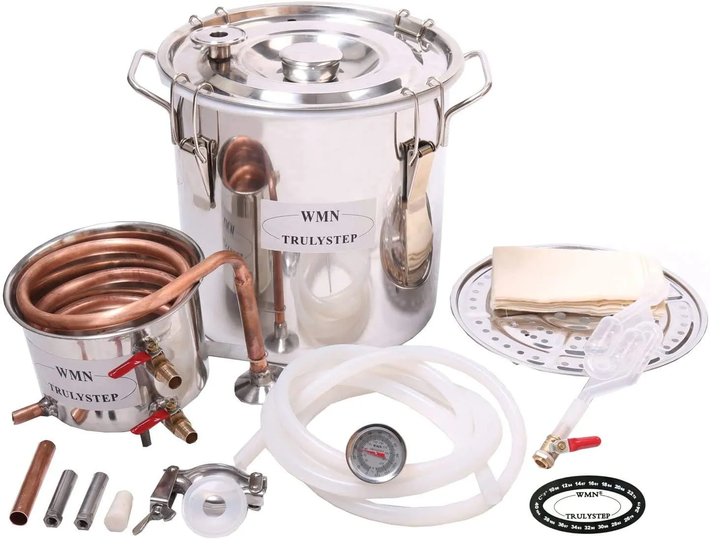 2 Pots Stainless Steel Still 8Gal/30Liters Water Alcohol Distiller Home Brew Kit Wine Making Supplies for DIY Brandy Whisky Vodka Distilled Water, Silver