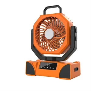 20000mAh Rechargeable Camping Fan with Light, Auto Oscillating, Timer, LED Digital Display, 90°Pivot with Hook for Tent RV Emergency Garage