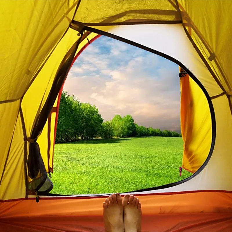 20D Nylon & Carbon Fiber Pole Silicone Coated Waterproof 2 Persons Double-layer Ultralight