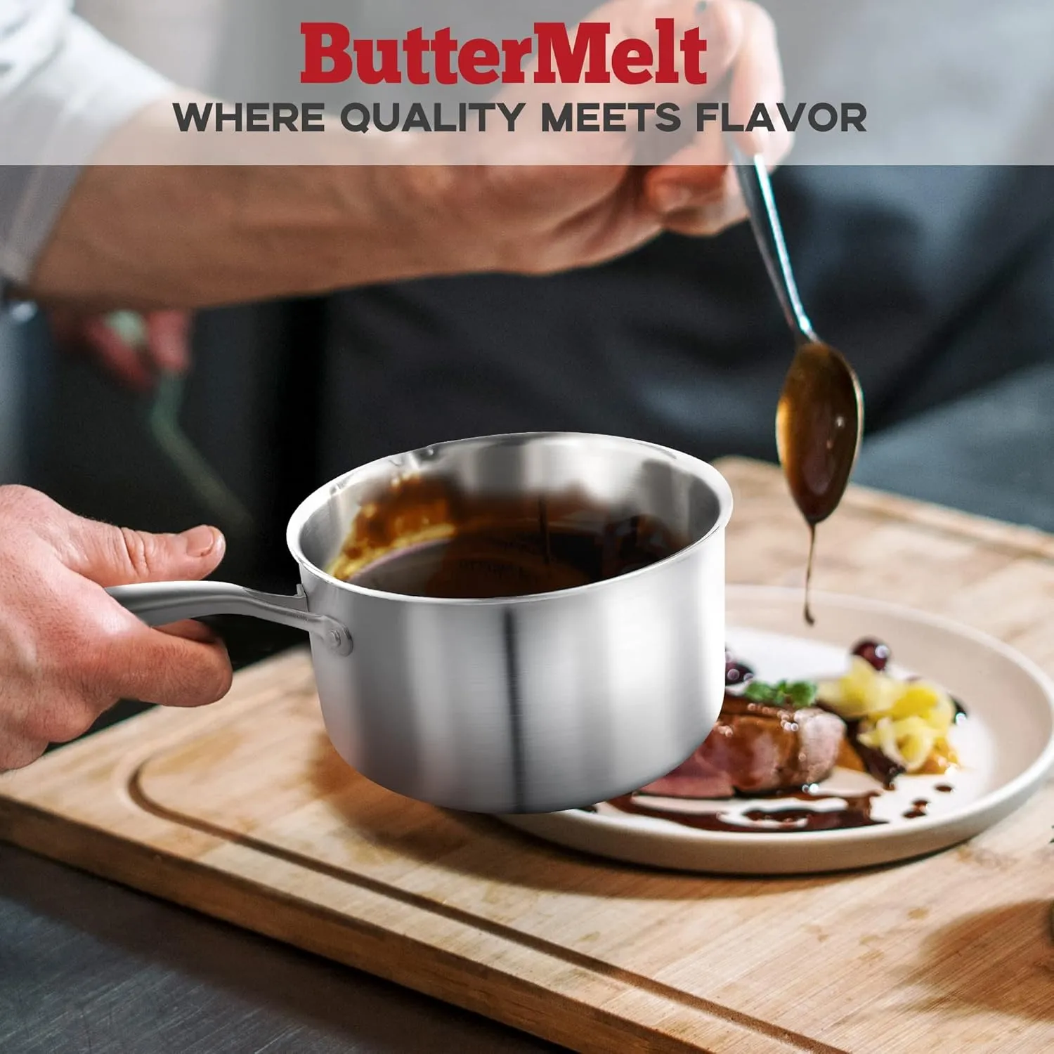 2.5 Quart Stainless Steel Saucepan with Steamer Basket, Tri-ply Full Body, Multipurpose Sauce Pot with Two-Size Drainage Holes Lid, Perfect For Boiling Gravies, Pasta, Noodles