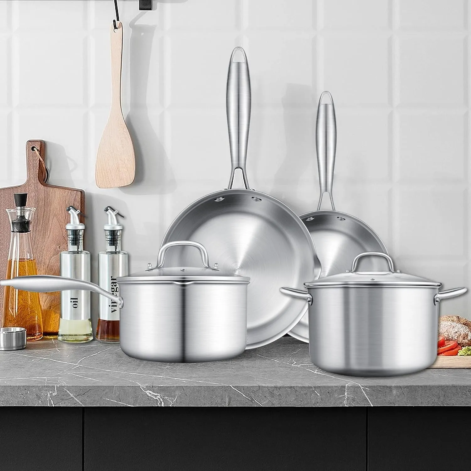 2.5 Quart Stainless Steel Saucepan with Steamer Basket, Tri-ply Full Body, Multipurpose Sauce Pot with Two-Size Drainage Holes Lid, Perfect For Boiling Gravies, Pasta, Noodles