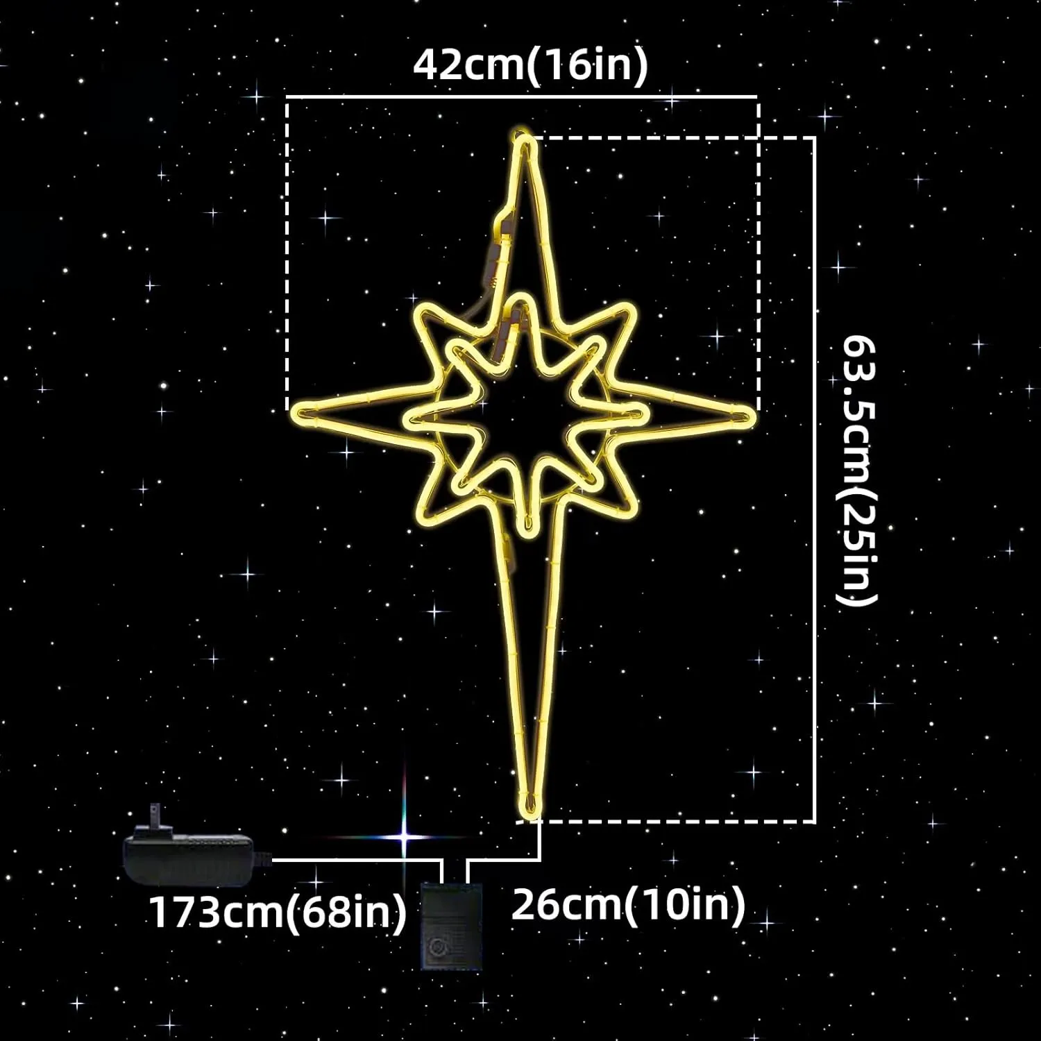 25" Star of Bethlehem with 11 Functions 408 LED Strip Light Motif Indoor/Outdoor Use,for Christmas,Party,Festival,Cafe,Home(Warm White)