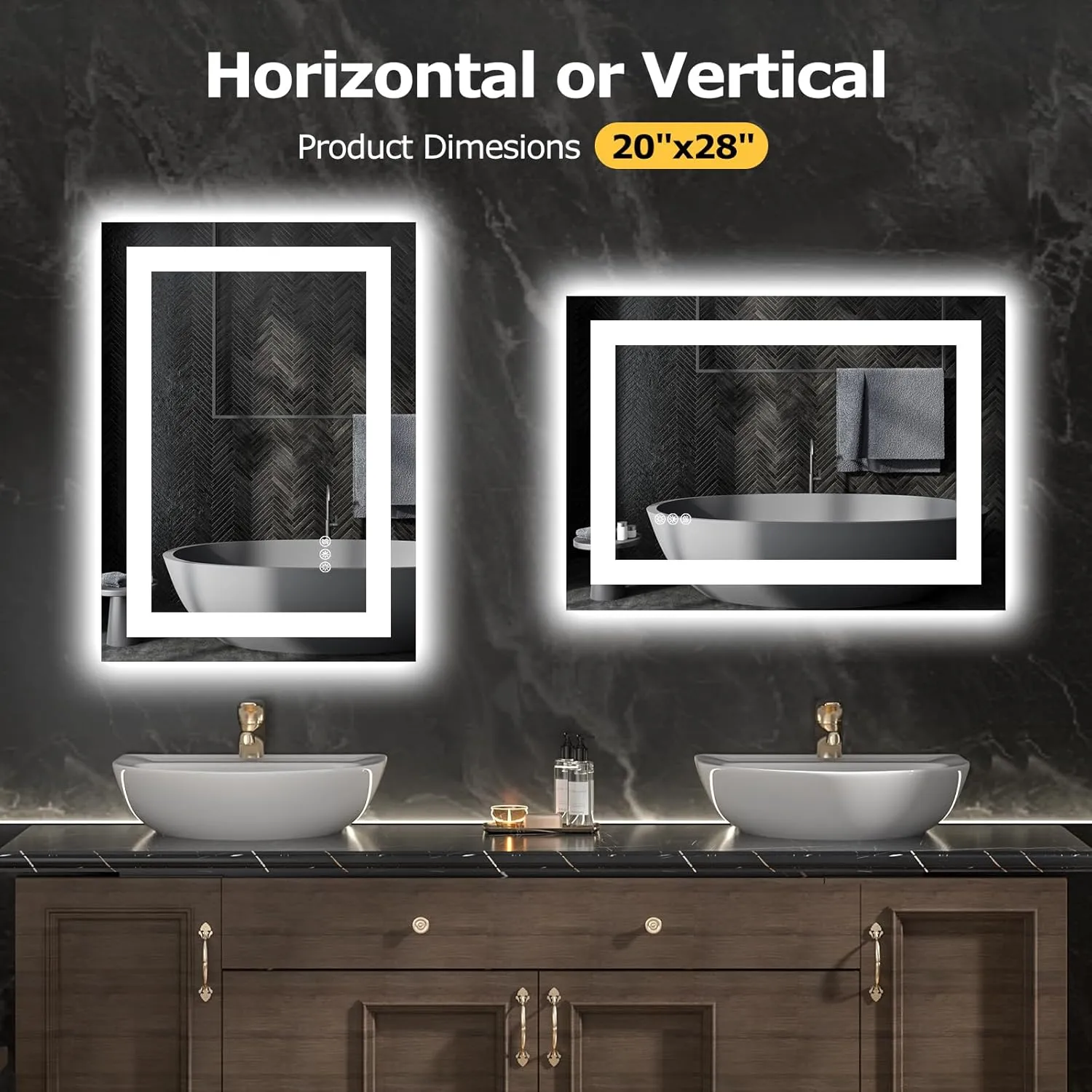 28X20 LED Bathroom Mirror with Lights, Anti-Fog, Dimmable, Backlit   Front Lit, Smart Bathroom Vanity Mirror, Memory Function, Shatterproof, Tempered Glass (Horizontal/Vertical)