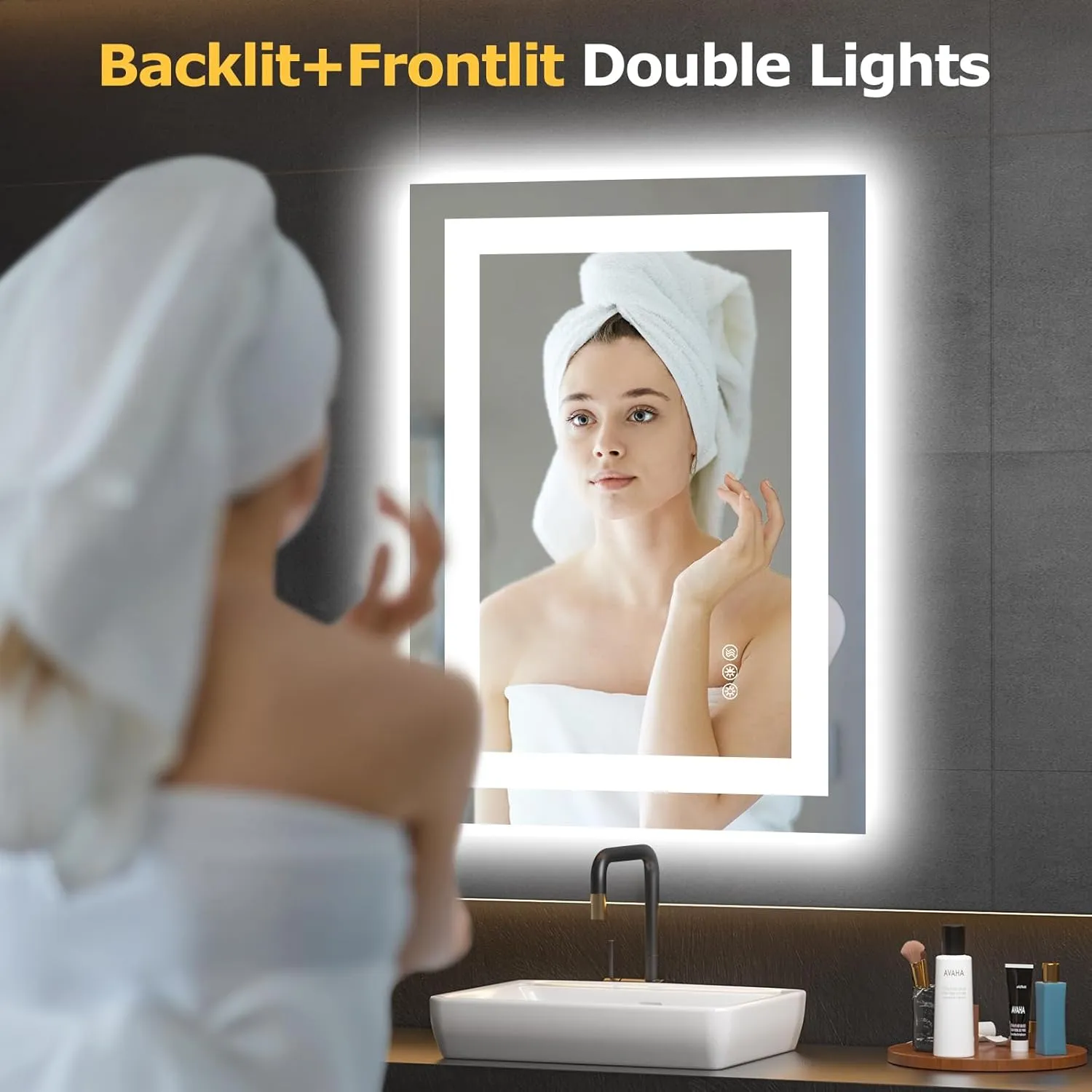 28X20 LED Bathroom Mirror with Lights, Anti-Fog, Dimmable, Backlit   Front Lit, Smart Bathroom Vanity Mirror, Memory Function, Shatterproof, Tempered Glass (Horizontal/Vertical)